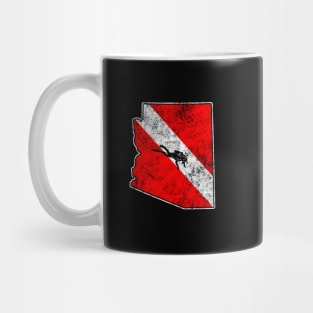 Arizona Dive Flag Scuba Diving State Map Dive Flag Distressed Mug